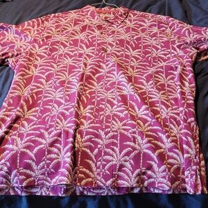 Tommy Bahama Men's Magenta and Cream Palm Shirt